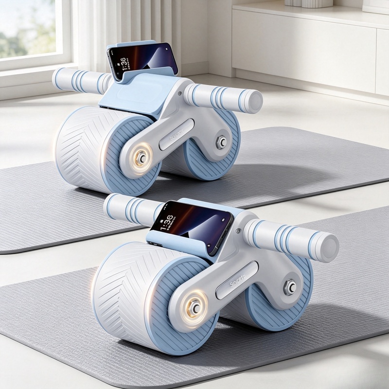 Ab Roller Wheel With Elbow Support - Rullo addominale a doppia ruota con