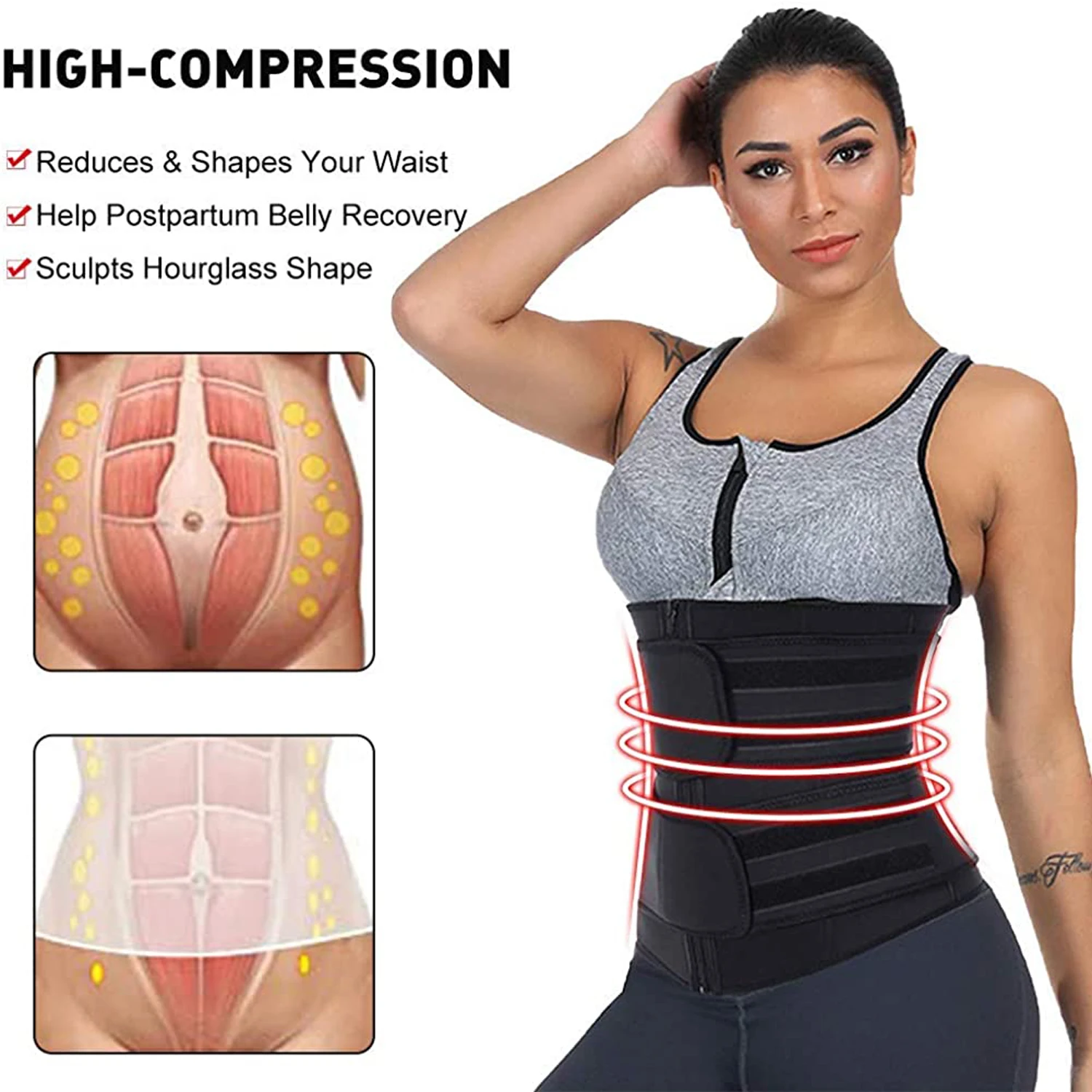 Sweat Waist Trainer Belt Neoprene - Neopren Vita Trainer Allenamento Trimmer Cintura